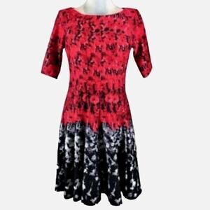 Gabby Skye Red Black Floral Holiday Fit & Flare Dress 6
